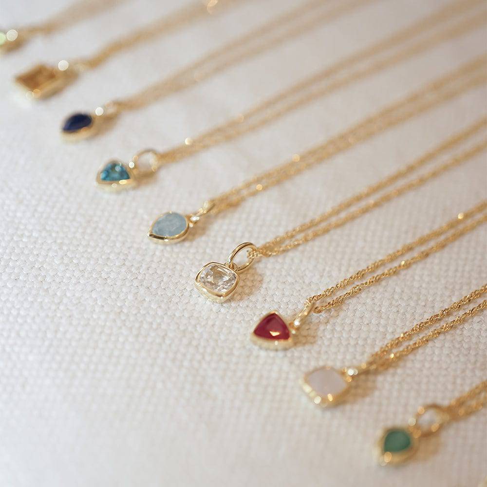 18K Gold Plated Stainless Steel 12 Birthstone Pendant Necklace - STELLA MARGARITA