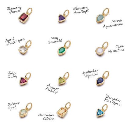 18K Gold Plated Stainless Steel 12 Birthstone Pendant Necklace - STELLA MARGARITA