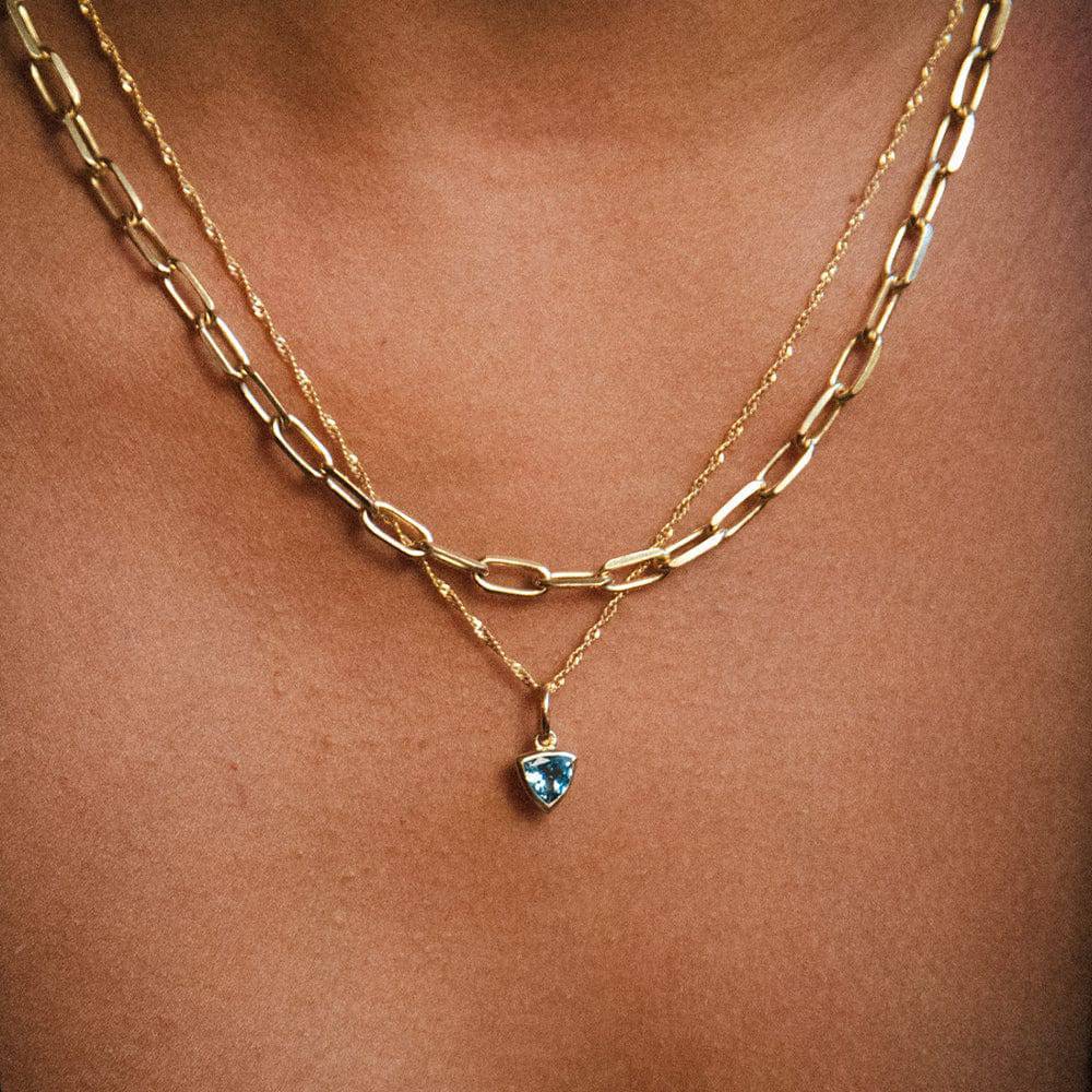 18K Gold Plated Stainless Steel 12 Birthstone Pendant Necklace - STELLA MARGARITA