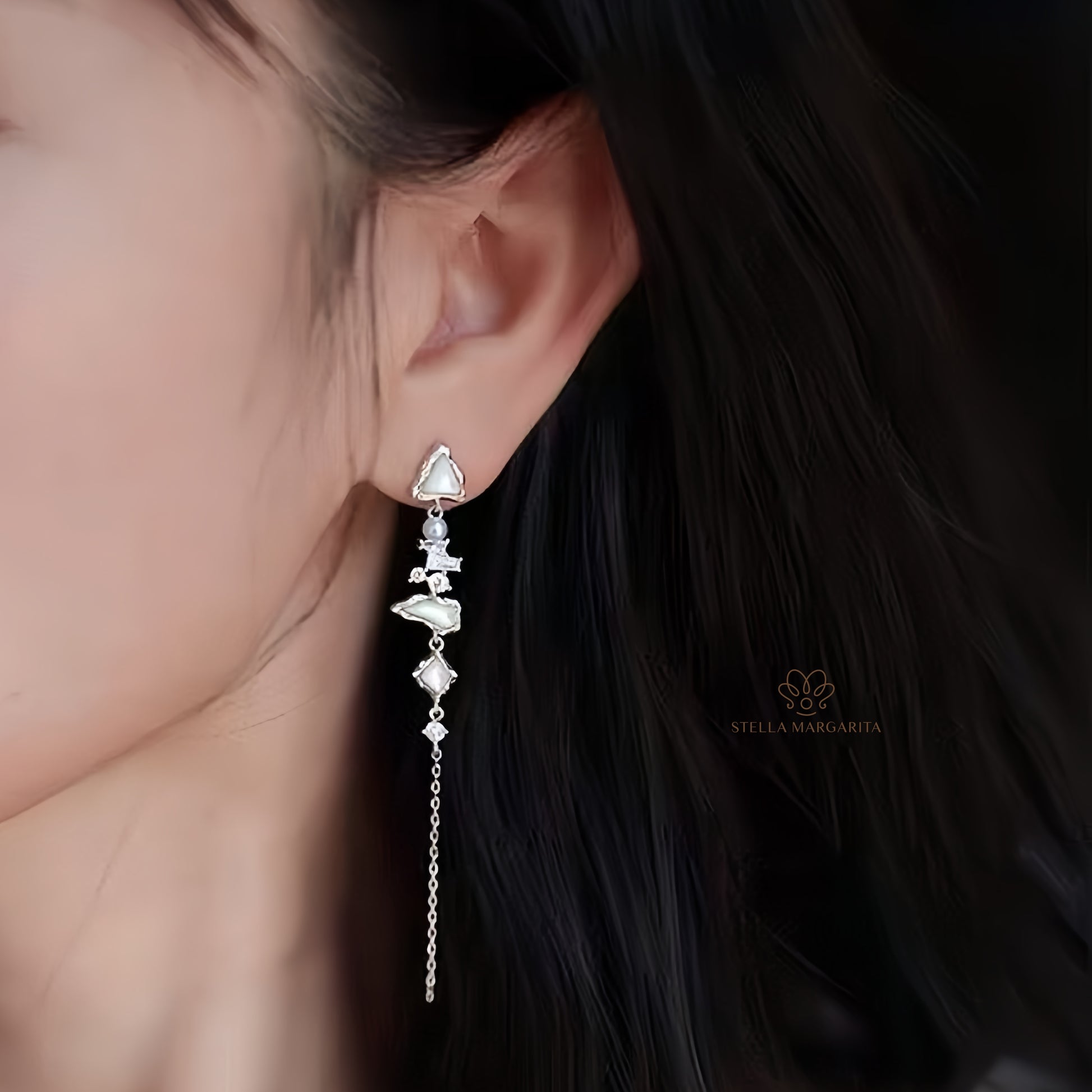 STELLA MARGARITA silver earrings with dangling Arctic glacier inspired jewelry design