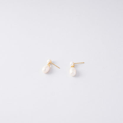 STELLA MARGARITA unique pearl earrings for women with gold studs and white pearls
