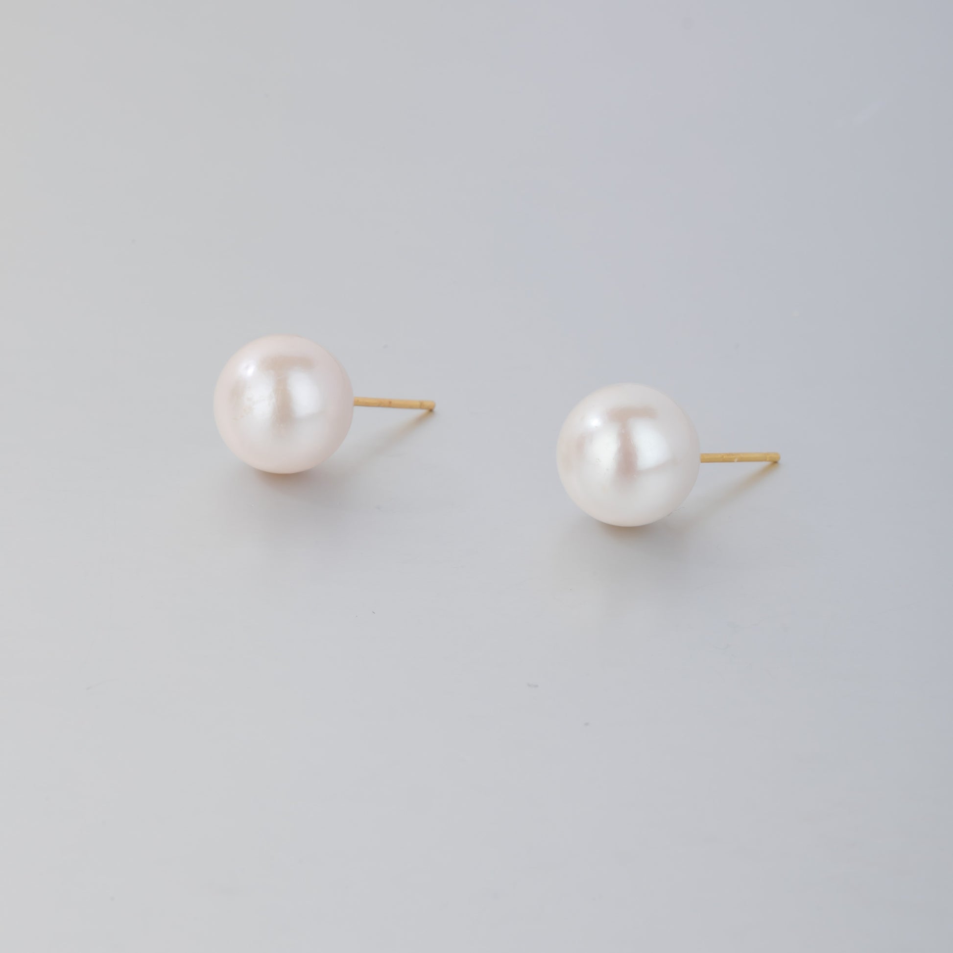 STELLA MARGARITA white pearl earrings for women with gold posts elegant simple design